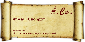 Árvay Csongor névjegykártya