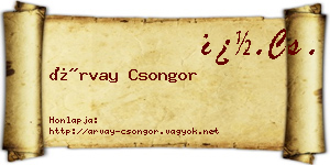 Árvay Csongor névjegykártya